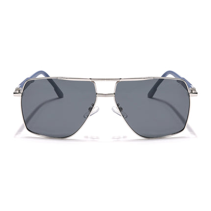 Eyejack Aviator Polarized Sunglasses for Men & Women (Black Lens | Sliver Frame - 8015PCL825)