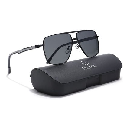 Eyejack Aviator Polarized Sunglasses for Men & Women (Black Lens | Black Frame - 8015PCL752)