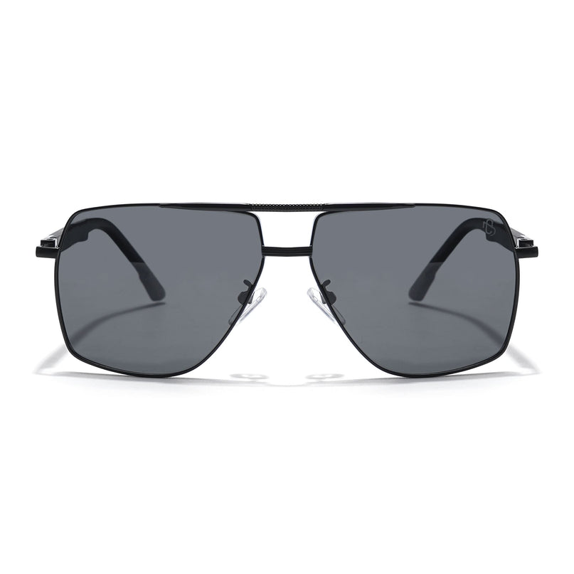 Eyejack Aviator Polarized Sunglasses for Men & Women (Black Lens | Black Frame - 8015PCL752)