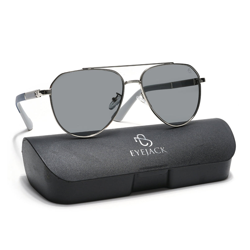 Eyejack Silver Aviator Polarized Sunglasses for Men & Women (8017PCL877)