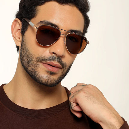 Rover - Golden Aviator Polarized Sunglasses (8017PCL878)