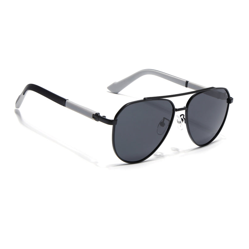 Aviator Polarized Sunglasses for Men & Women (Grey Lens | Black Frame - PMG7245)