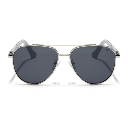 Aviator Polarized Sunglasses for Men & Women (Grey Lens | Silver Frame - PMG7246)