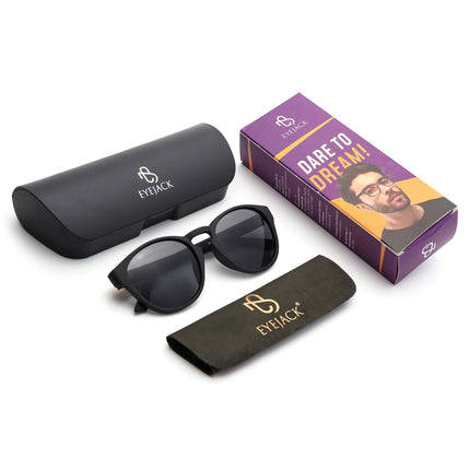 Eyejack Black Round Sunglasses for Men & Women (8018CL1047)