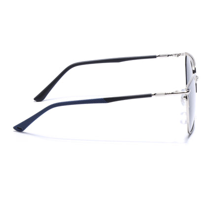 Eyejack Square Polarized Sunglasses for Men & Women (Black Lens | Black & Silver Frame - 8021PCL775)