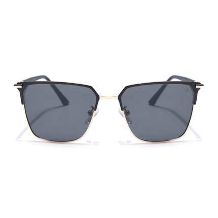 Eyejack Square Polarized Sunglasses for Men & Women (Black Lens | Black & Rose Golden Frame - 8021PCL776)