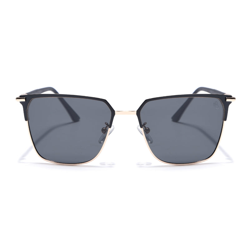 Eyejack Square Polarized Sunglasses for Men & Women (Black Lens | Black & Rose Golden Frame - 8021PCL776)