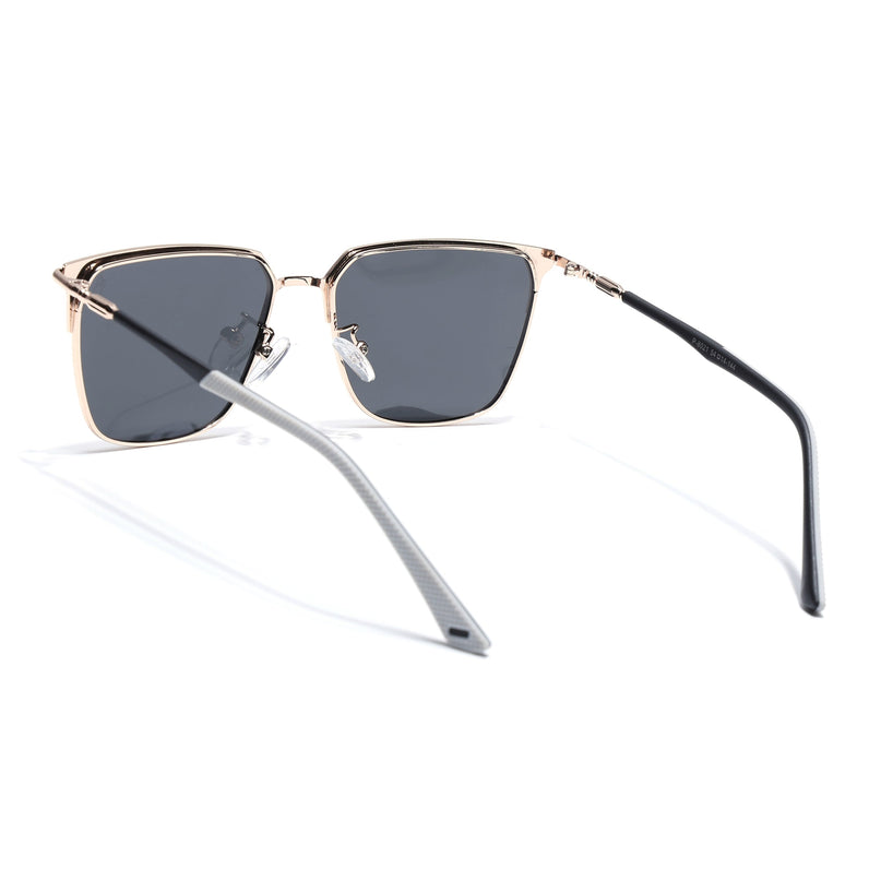Eyejack Square Polarized Sunglasses for Men & Women (Black Lens | Black & Rose Golden Frame - 8021PCL776)