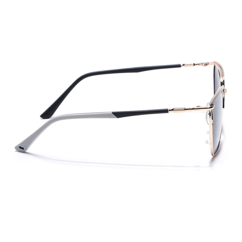 Eyejack Square Polarized Sunglasses for Men & Women (Black Lens | Black & Rose Golden Frame - 8021PCL776)