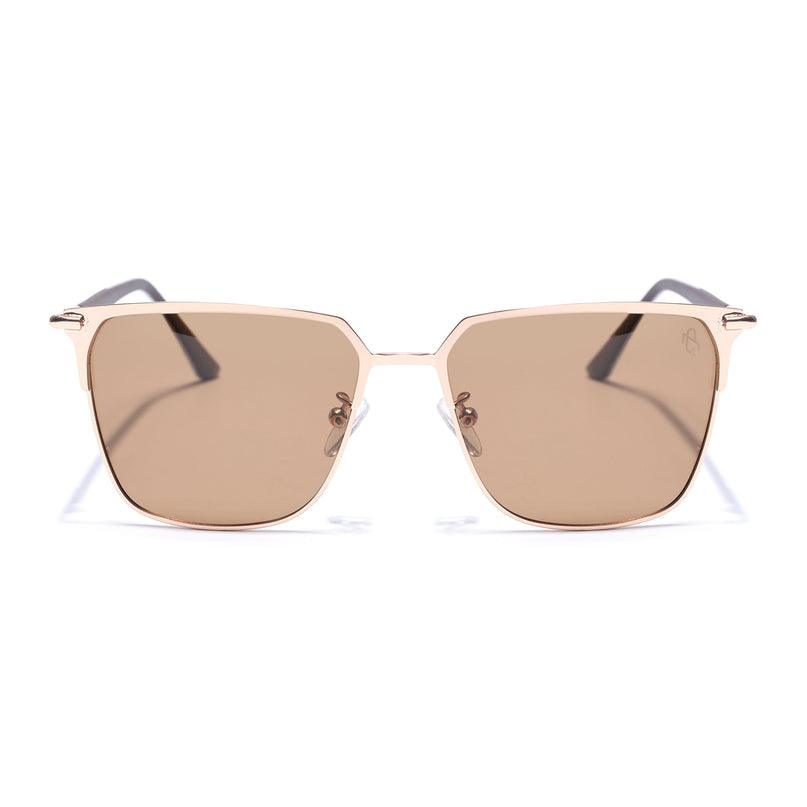 Eyejack Square Polarized Sunglasses for Men & Women (Brown Lens | Rose Golden Frame - 8021PCL777)