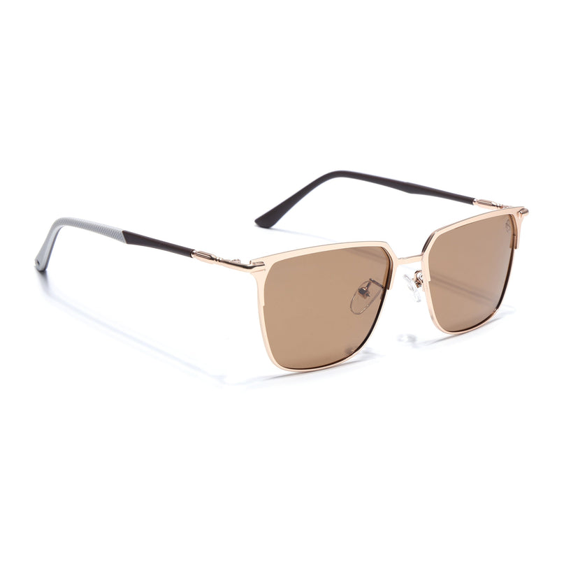 Eyejack Square Polarized Sunglasses for Men & Women (Brown Lens | Rose Golden Frame - 8021PCL777)