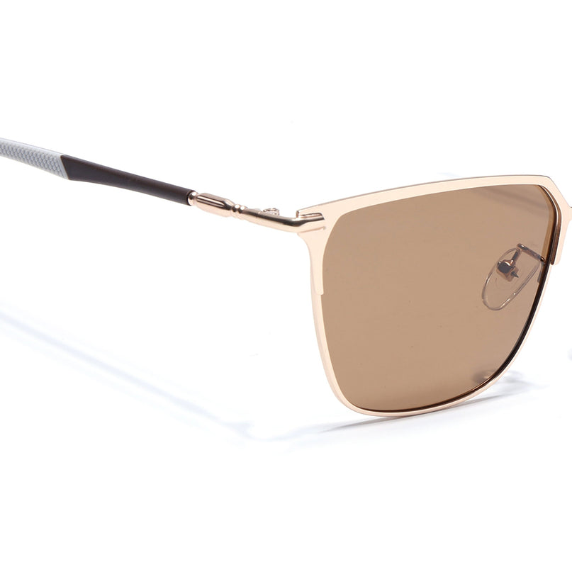 Eyejack Square Polarized Sunglasses for Men & Women (Brown Lens | Rose Golden Frame - 8021PCL777)