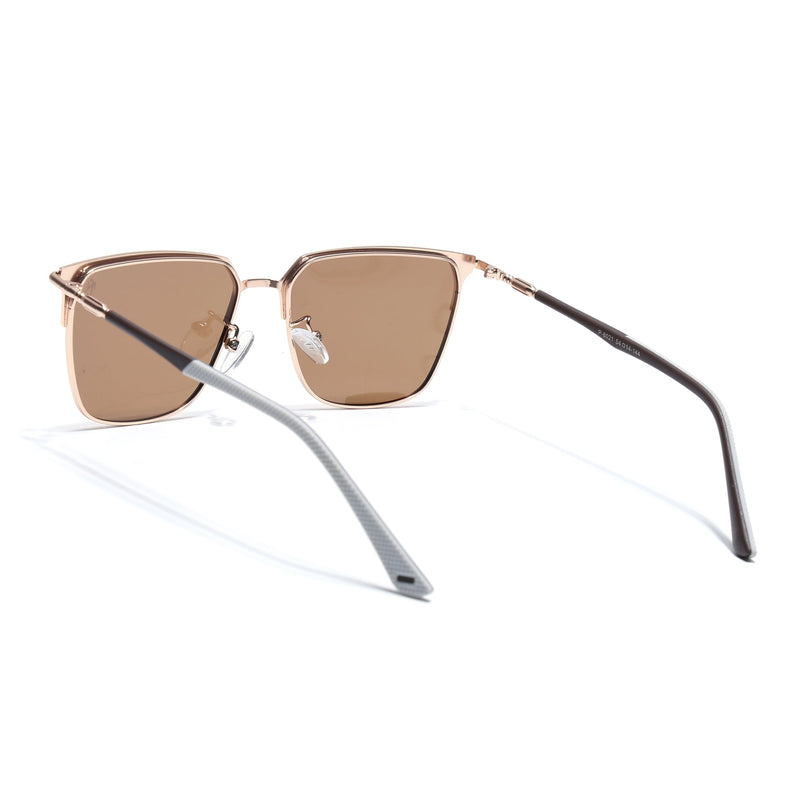 Eyejack Square Polarized Sunglasses for Men & Women (Brown Lens | Rose Golden Frame - 8021PCL777)