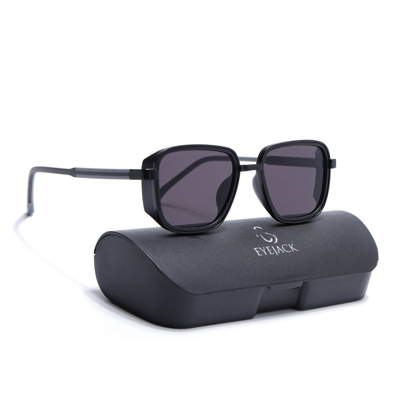 Eyejack Black Square Polarized Sunglasses for Men & Women (80809CL2128)