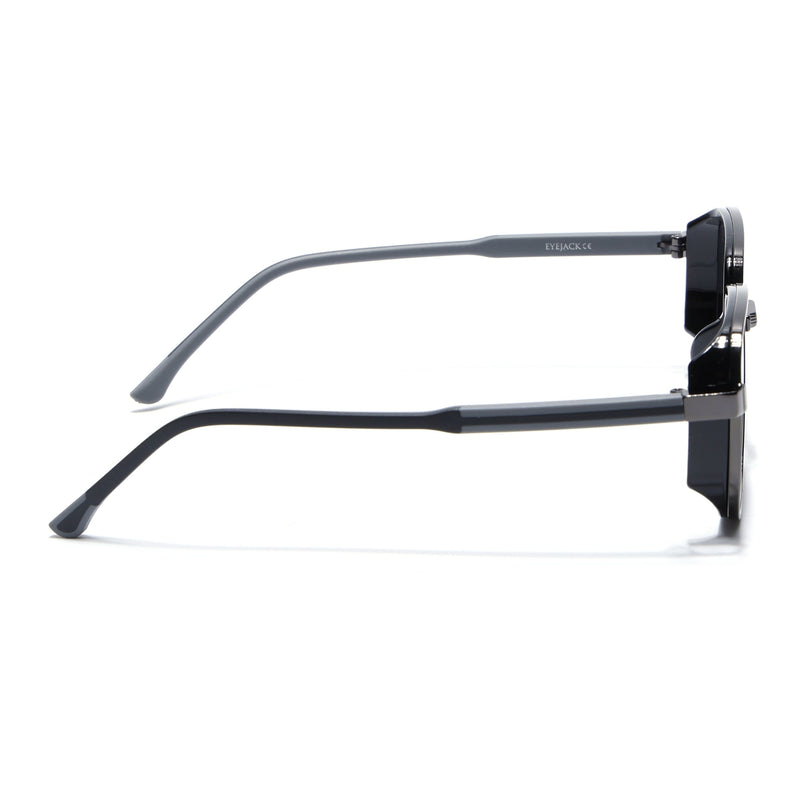 Eyejack Dark Grey Square Polarized Sunglasses for Men & Women (80809CL2129)