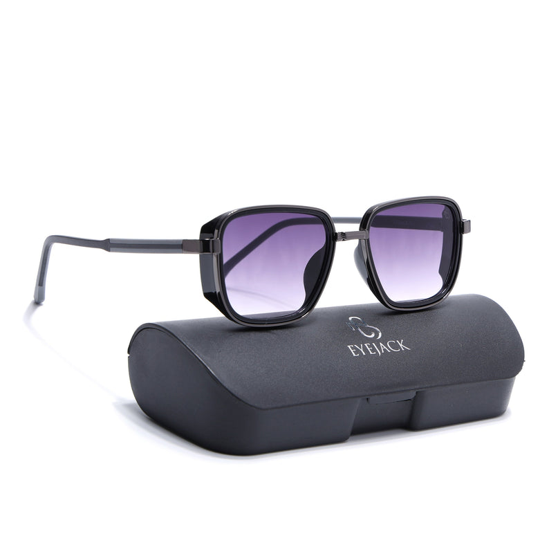 Eyejack Dark Grey Square Polarized Sunglasses for Men & Women (80809CL2129)