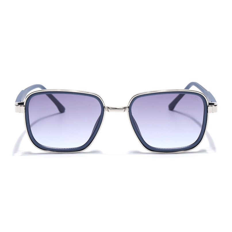 Eyejack Silver & Blue Square Polarized Sunglasses for Men & Women (80809CL2130)