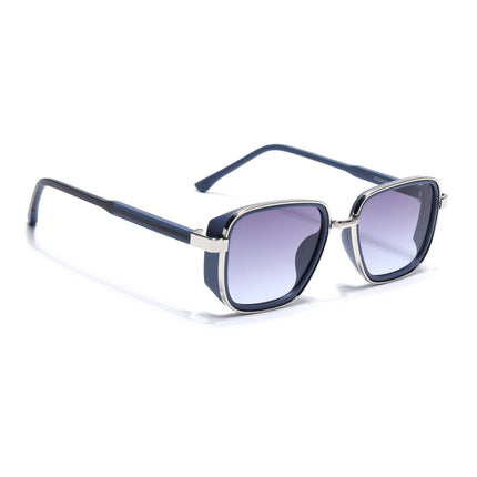 Eyejack Silver & Blue Square Polarized Sunglasses for Men & Women (80809CL2130)