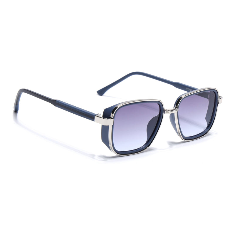 Eyejack Silver & Blue Square Polarized Sunglasses for Men & Women (80809CL2130)