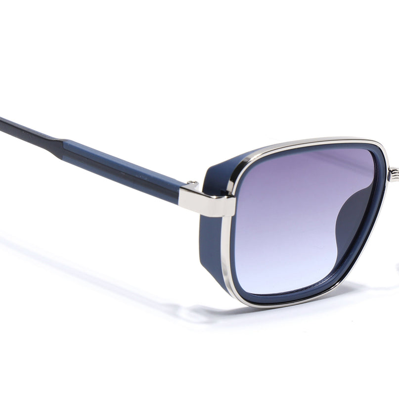 Eyejack Silver & Blue Square Polarized Sunglasses for Men & Women (80809CL2130)