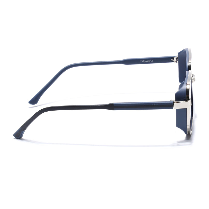 Eyejack Silver & Blue Square Polarized Sunglasses for Men & Women (80809CL2130)