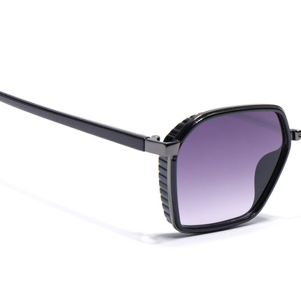 Eyejack Dark Grey Hexagonal Polarized Sunglasses for Men & Women (80745CL2133)