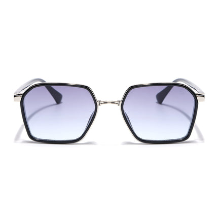 Eyejack Silver & Black Hexagonal Polarized Sunglasses for Men & Women (80745CL2134)