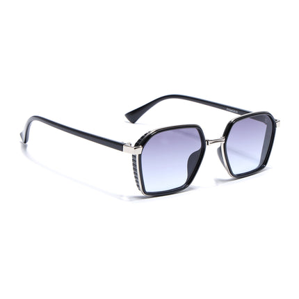 Eyejack Silver & Black Hexagonal Polarized Sunglasses for Men & Women (80745CL2134)