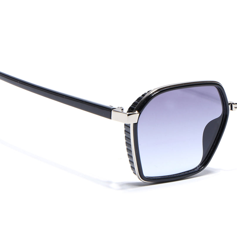Eyejack Silver & Black Hexagonal Polarized Sunglasses for Men & Women (80745CL2134)