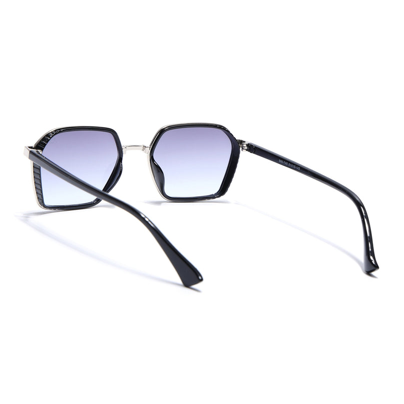 Eyejack Silver & Black Hexagonal Polarized Sunglasses for Men & Women (80745CL2134)