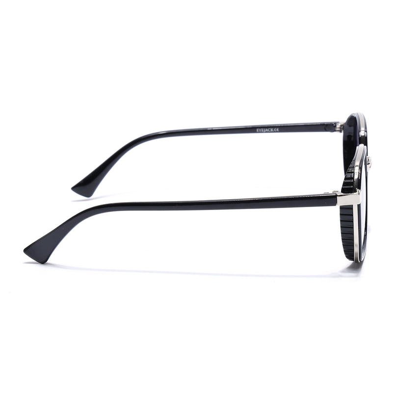 Eyejack Silver & Black Hexagonal Polarized Sunglasses for Men & Women (80745CL2134)