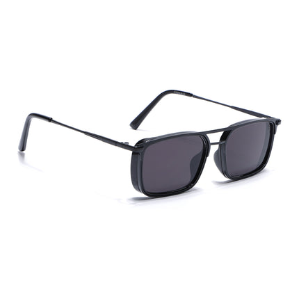 Eyejack Black Rectangle Polarized Sunglasses for Men & Women (80768CL2131)