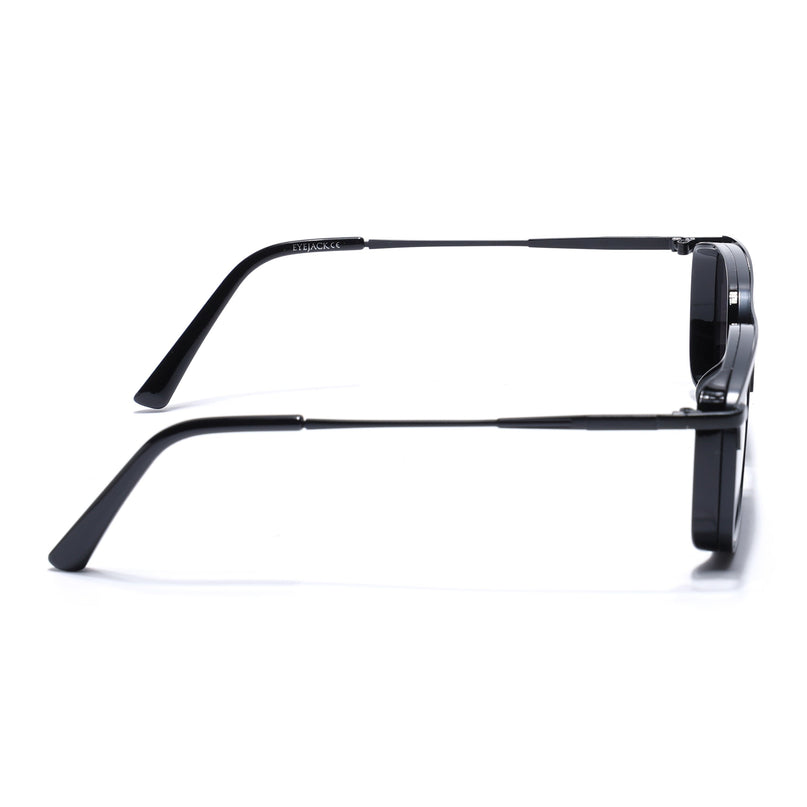 Eyejack Black Rectangle Polarized Sunglasses for Men & Women (80768CL2131)