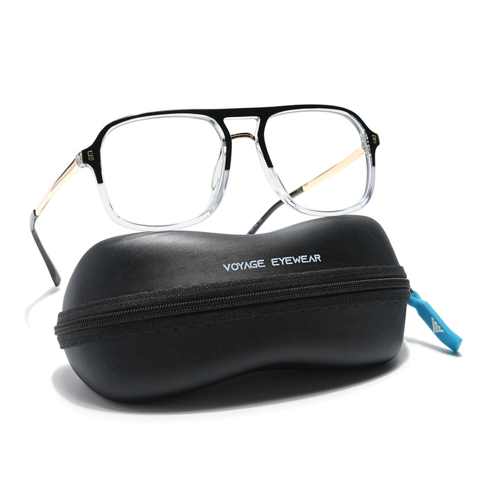 Voyage Veloura Select Black & Transparent Wayfarer Eyeglasses for Men & Women - SLMG6189-C3