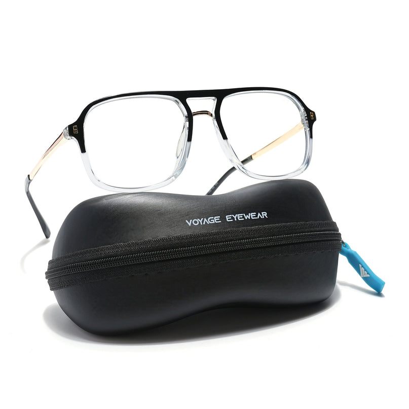 Voyage Veloura Select Black & Transparent Wayfarer Eyeglasses for Men & Women - SLMG6189-C3