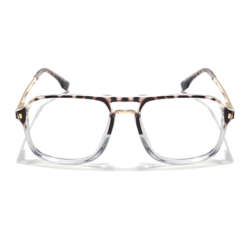 Voyage Veloura Select Demi Brown & Transparent Wayfarer Eyeglasses for Men & Women - SLMG6190-C4