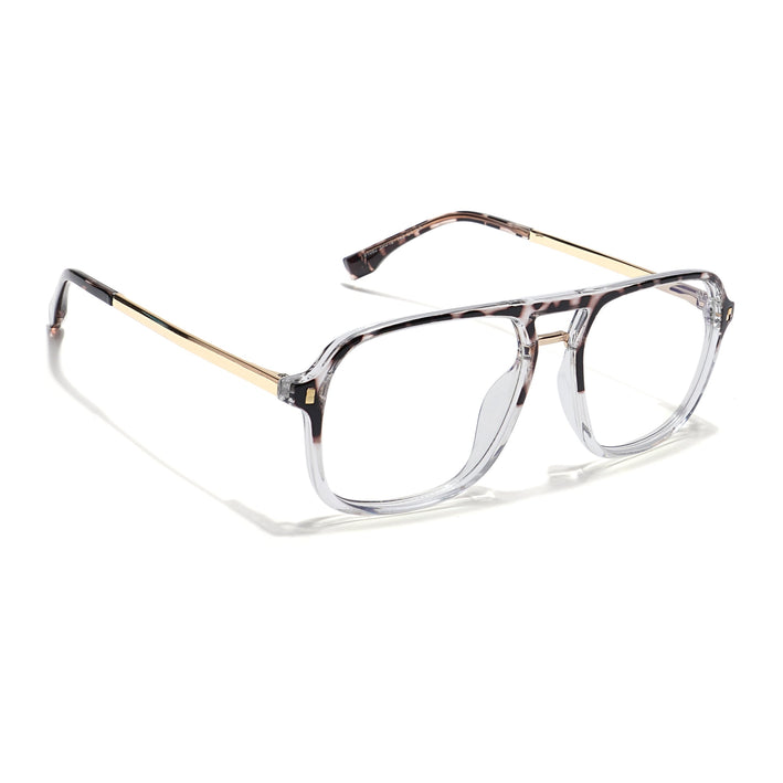 Voyage Veloura Select Demi Brown & Transparent Wayfarer Eyeglasses for Men & Women - SLMG6190-C4