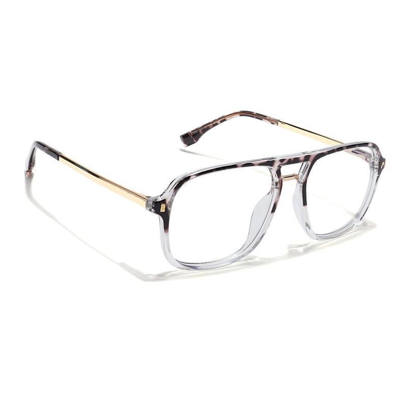Voyage Veloura Select Demi Brown & Transparent Wayfarer Eyeglasses for Men & Women - SLMG6190-C4
