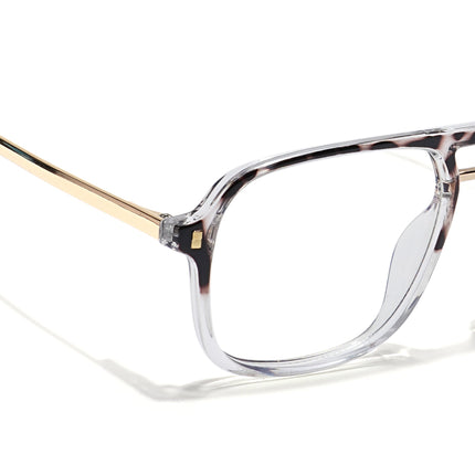 Voyage Veloura Select Demi Brown & Transparent Wayfarer Eyeglasses for Men & Women - SLMG6190-C4