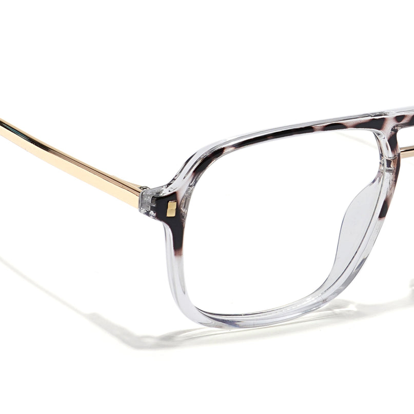 Voyage Veloura Select Demi Brown & Transparent Wayfarer Eyeglasses for Men & Women - SLMG6190-C4