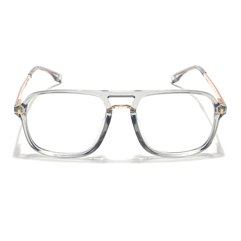 Voyage Veloura Select Silver & Transparent Wayfarer Eyeglasses for Men & Women - SLMG6192-C6