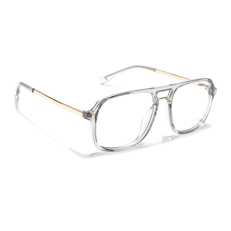 Voyage Veloura Select Silver & Transparent Wayfarer Eyeglasses for Men & Women - SLMG6192-C6
