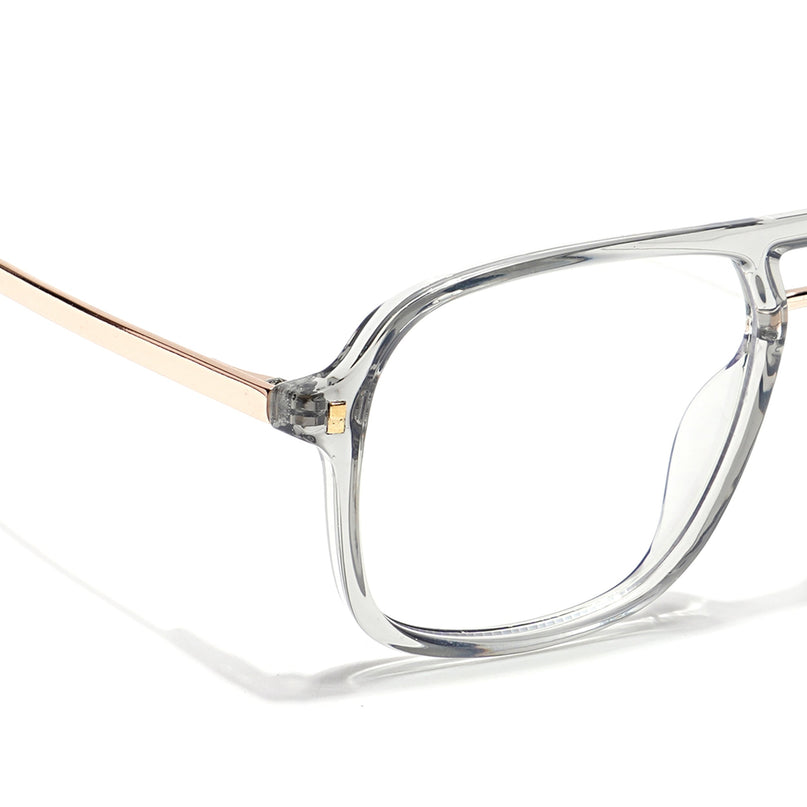 Voyage Veloura Select Silver & Transparent Wayfarer Eyeglasses for Men & Women - SLMG6192-C6
