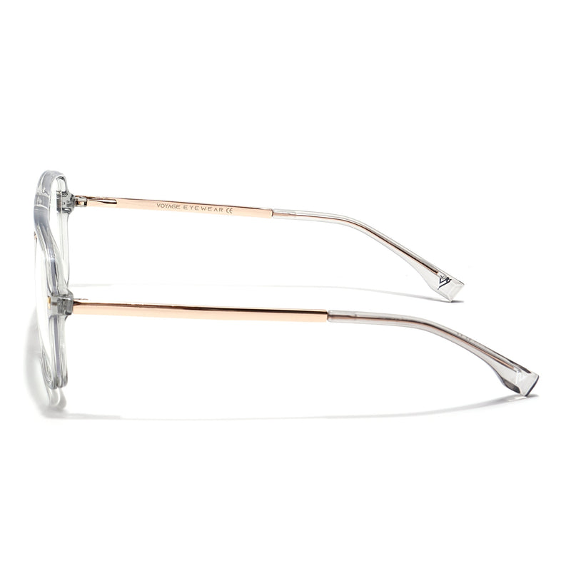 Voyage Veloura Select Silver & Transparent Wayfarer Eyeglasses for Men & Women - SLMG6192-C6