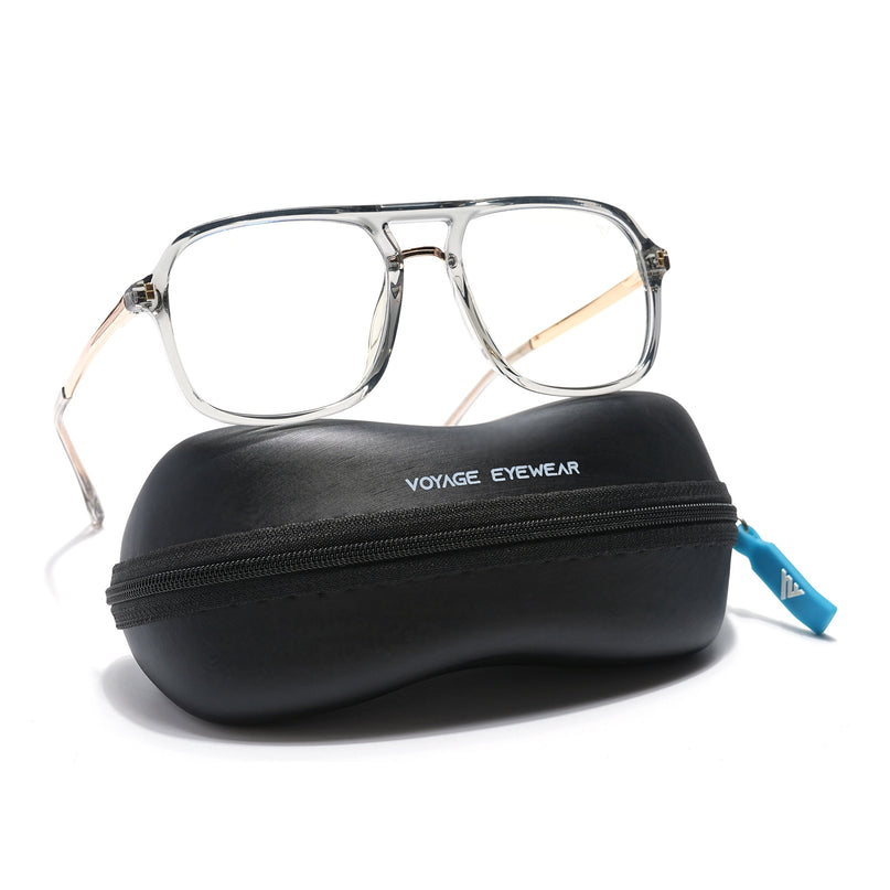 Voyage Veloura Select Silver & Transparent Wayfarer Eyeglasses for Men & Women - SLMG6192-C6