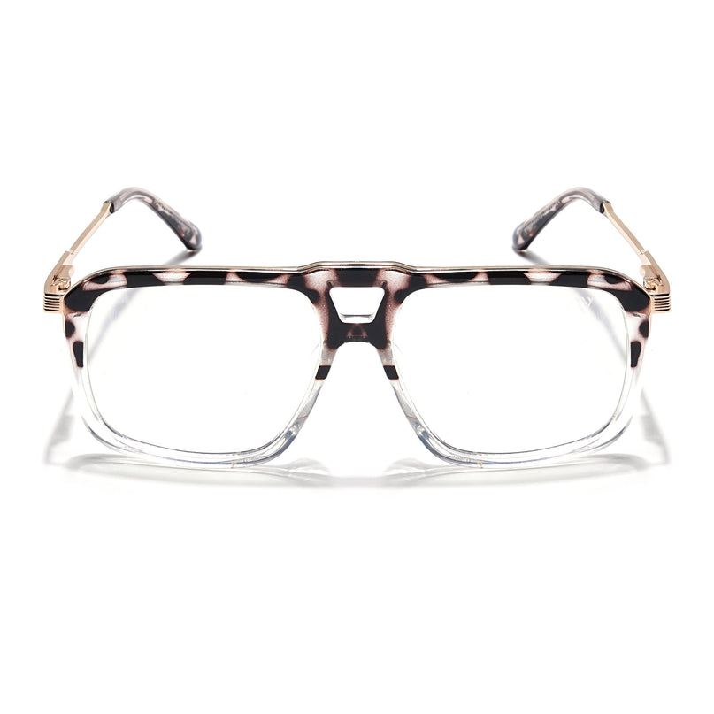 Voyage Veloura Select Demi Brown & Transparent Wayfarer Eyeglasses for Men & Women - SLMG6194-C2