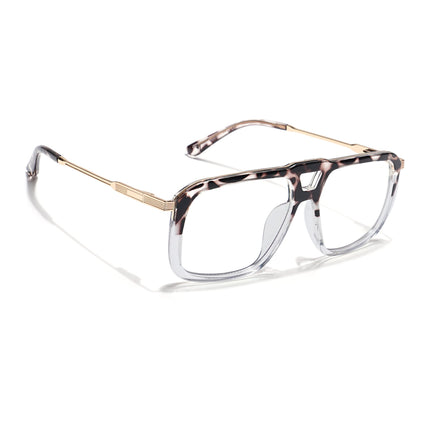 Voyage Veloura Select Demi Brown & Transparent Wayfarer Eyeglasses for Men & Women - SLMG6194-C2