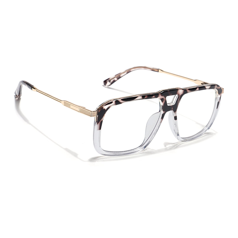 Voyage Veloura Select Demi Brown & Transparent Wayfarer Eyeglasses for Men & Women - SLMG6194-C2