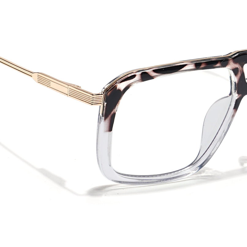 Voyage Veloura Select Demi Brown & Transparent Wayfarer Eyeglasses for Men & Women - SLMG6194-C2