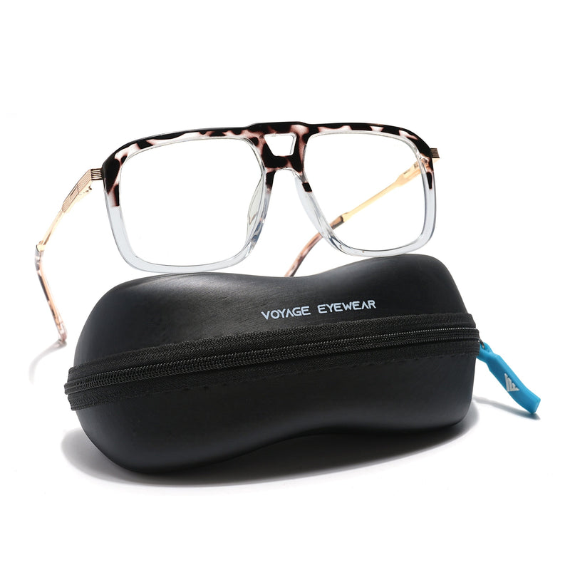 Voyage Veloura Select Demi Brown & Transparent Wayfarer Eyeglasses for Men & Women - SLMG6194-C2